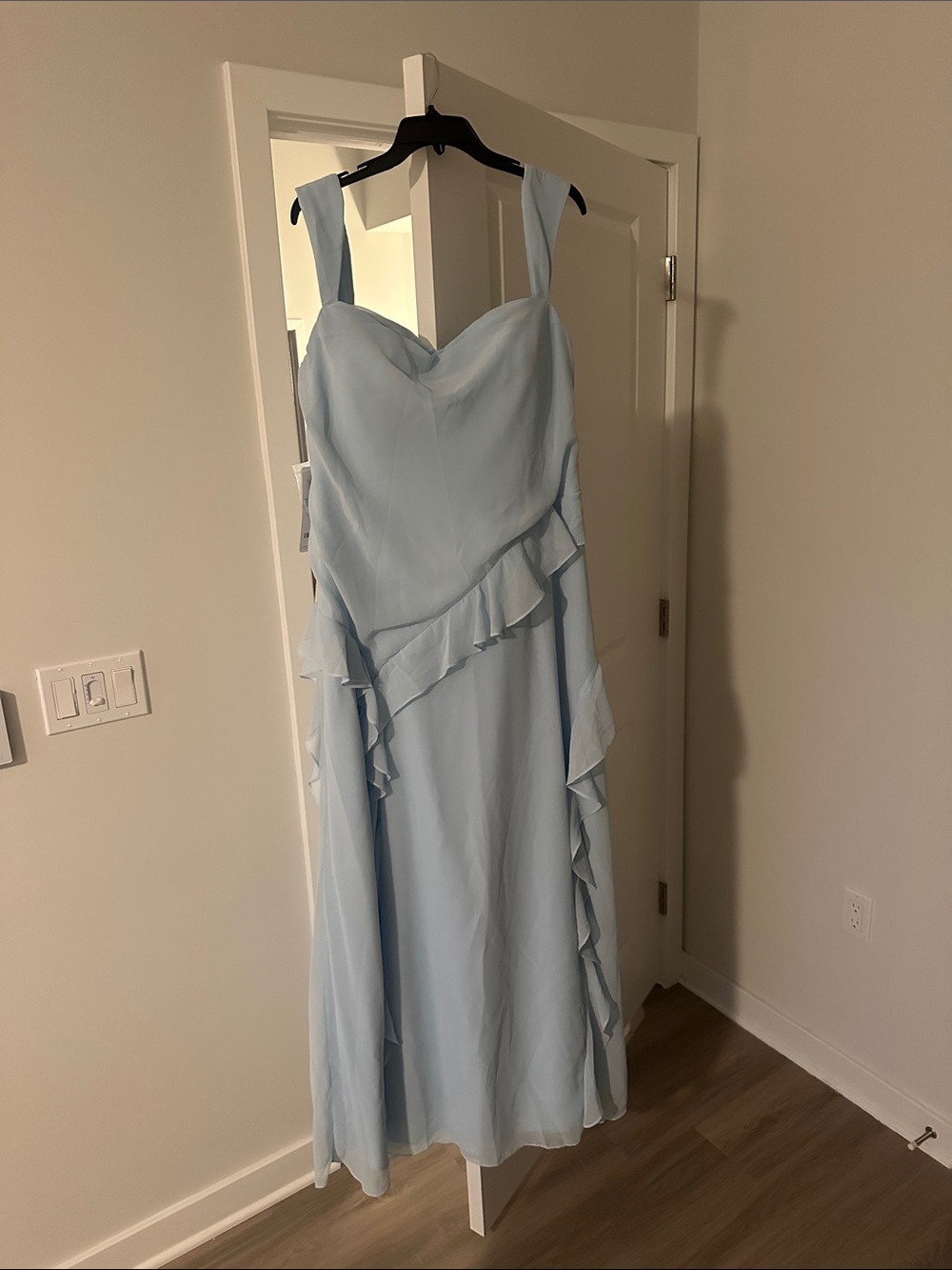 Azazie Light Blue Ruffle-Detail Maxi Dress